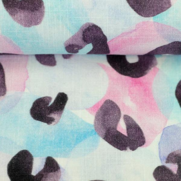 Double Slub Musselin Leo Print & Tupfen pastell/mint by Swafing von Hip Som Hap